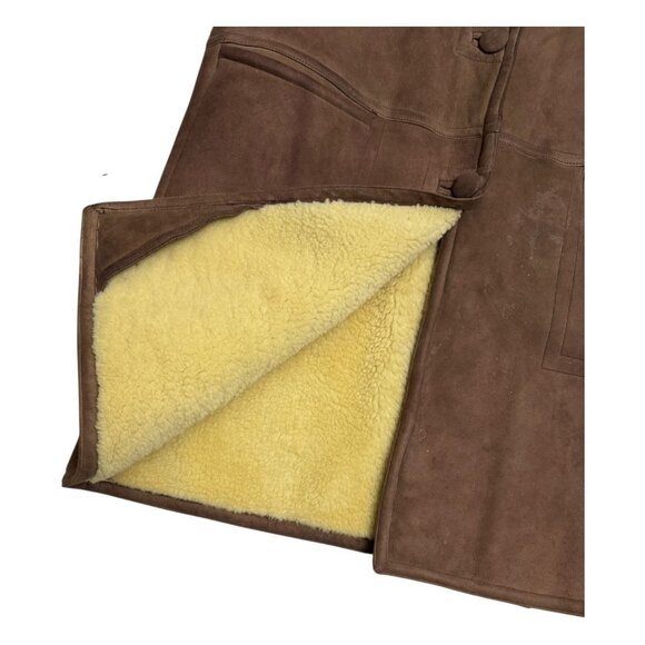 GENUINE SHEARLING Vintage 1970s SHEEP Skin Retro Heavy Winter Coat Womens Medium - Picture 8 of 9